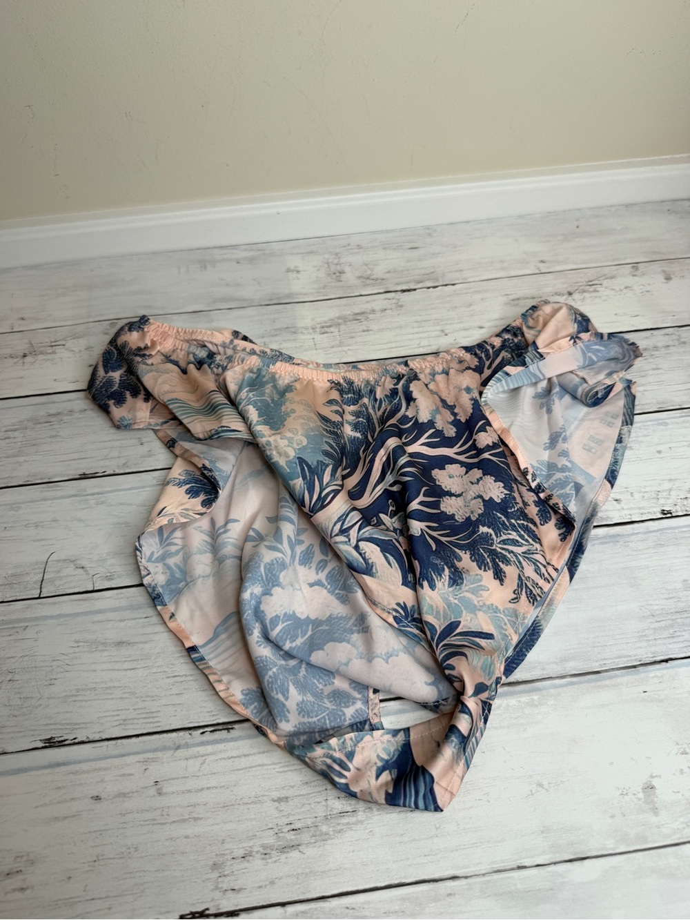 Floral Print Bikini Panty in Blush Pink and Navy